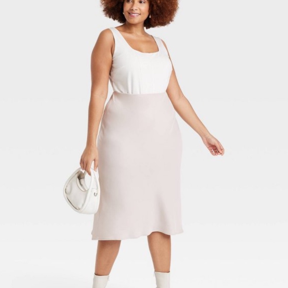 Women’s A New Day A-Line Midi Slip Skirt Champagne